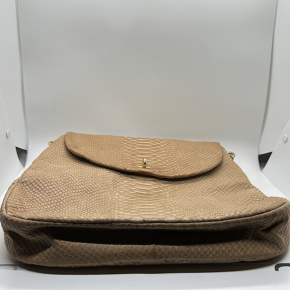 Henri Bendel Beautiful Tan Reptile Skin Print Leather Handbag Purse 🌸🌸 - Picture 12 of 12
